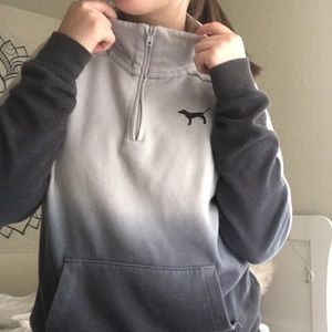 half-zip up sweater w grey ombré